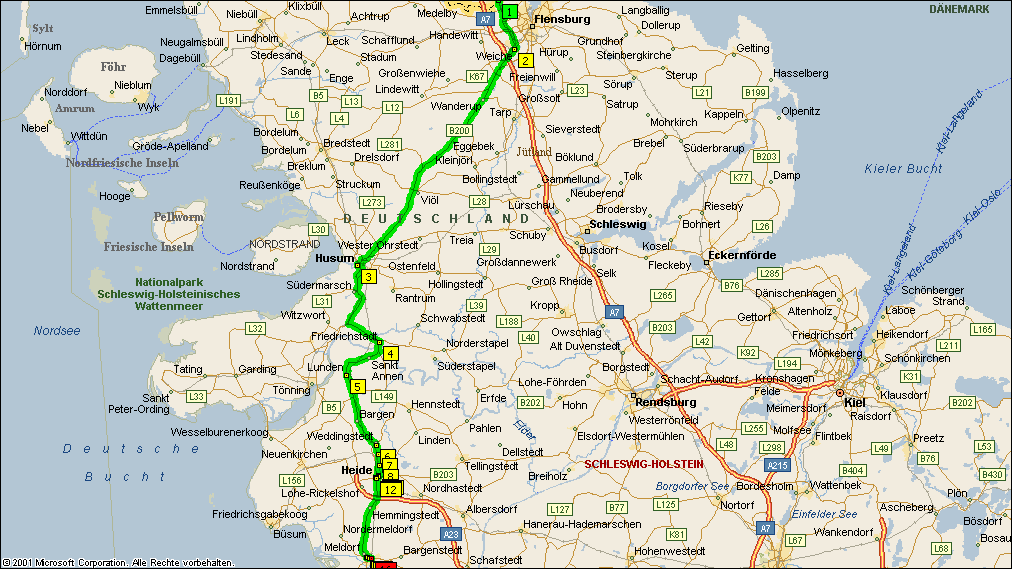 Karte Flensburg - Meldorf
